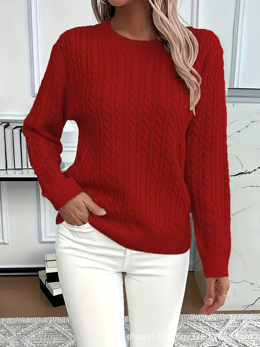 Crew-neck cable-knit sweater teemdrop