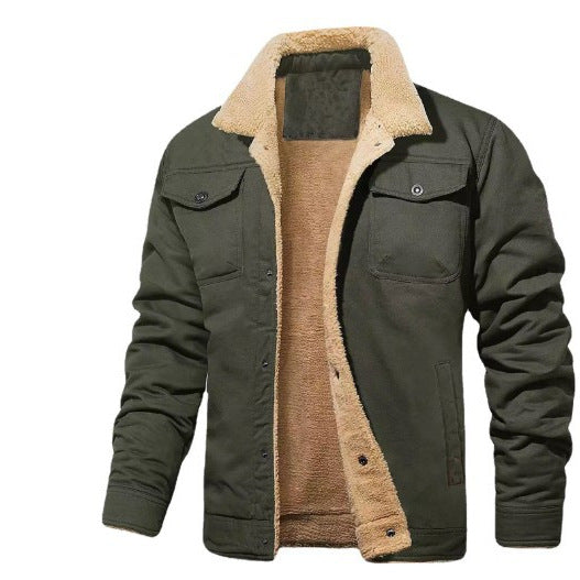 Men's Thickened Fleece Lined Cotton Work Jacket teemdrop