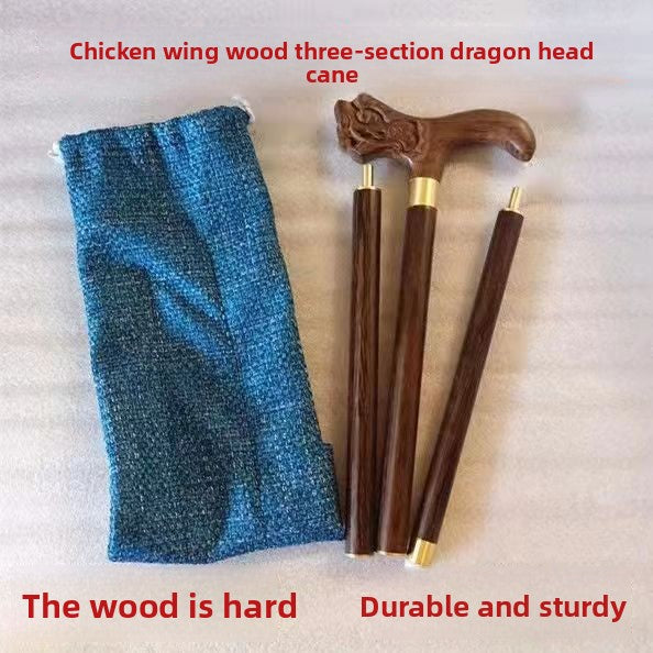 Wooden Three-Section Folding Walking Stick