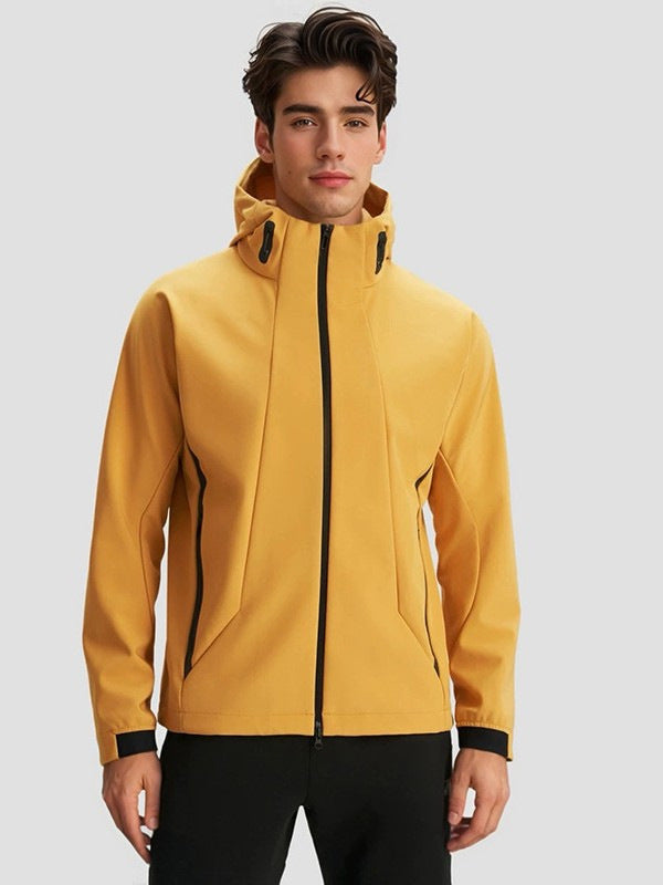 Soft-shell hooded jacket for outdoor activities teemdrop