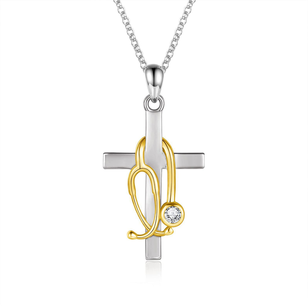 Titanium Steel Stethoscope Pendant Necklace Minimalist Medical Themed Jewelry for Nurse Doctor teemdrop