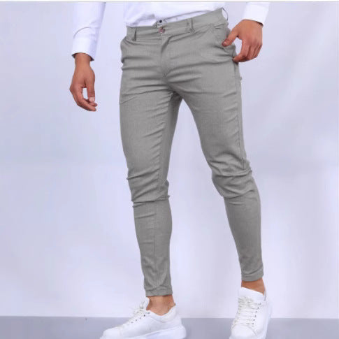 Men's Solid-Color Dress Pants, Business-Casual Trousers, Slim-Fit Formal Pants teemdrop