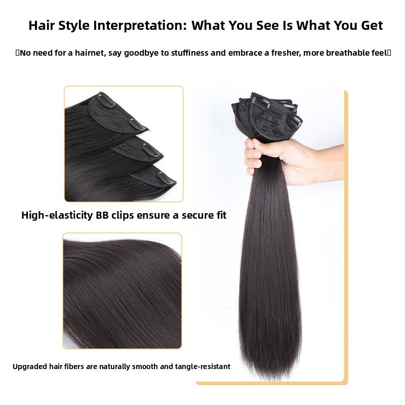 Women's Three-Piece Clip-In Long Straight Wig Piece teemdrop