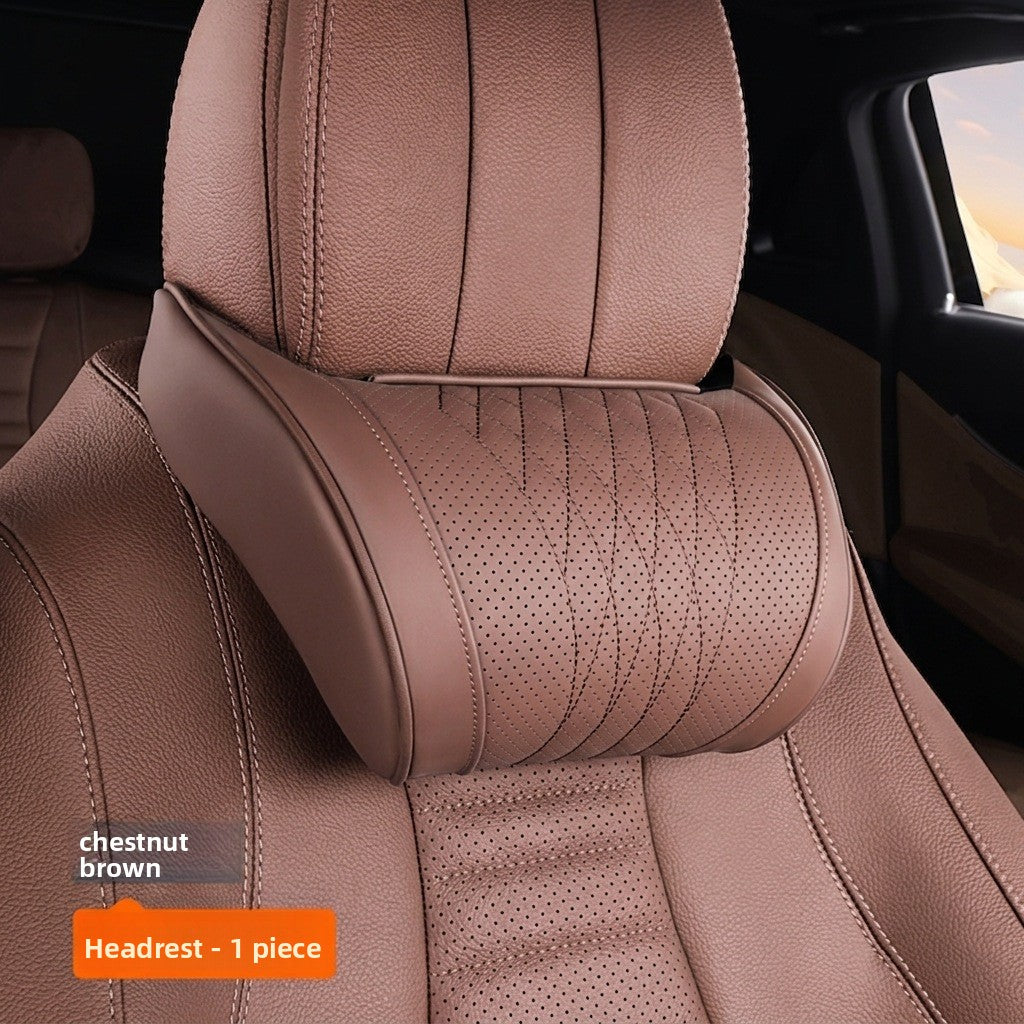 Nappa Leather Memory Foam Car Seat Headrest Neck Pillow Cushion