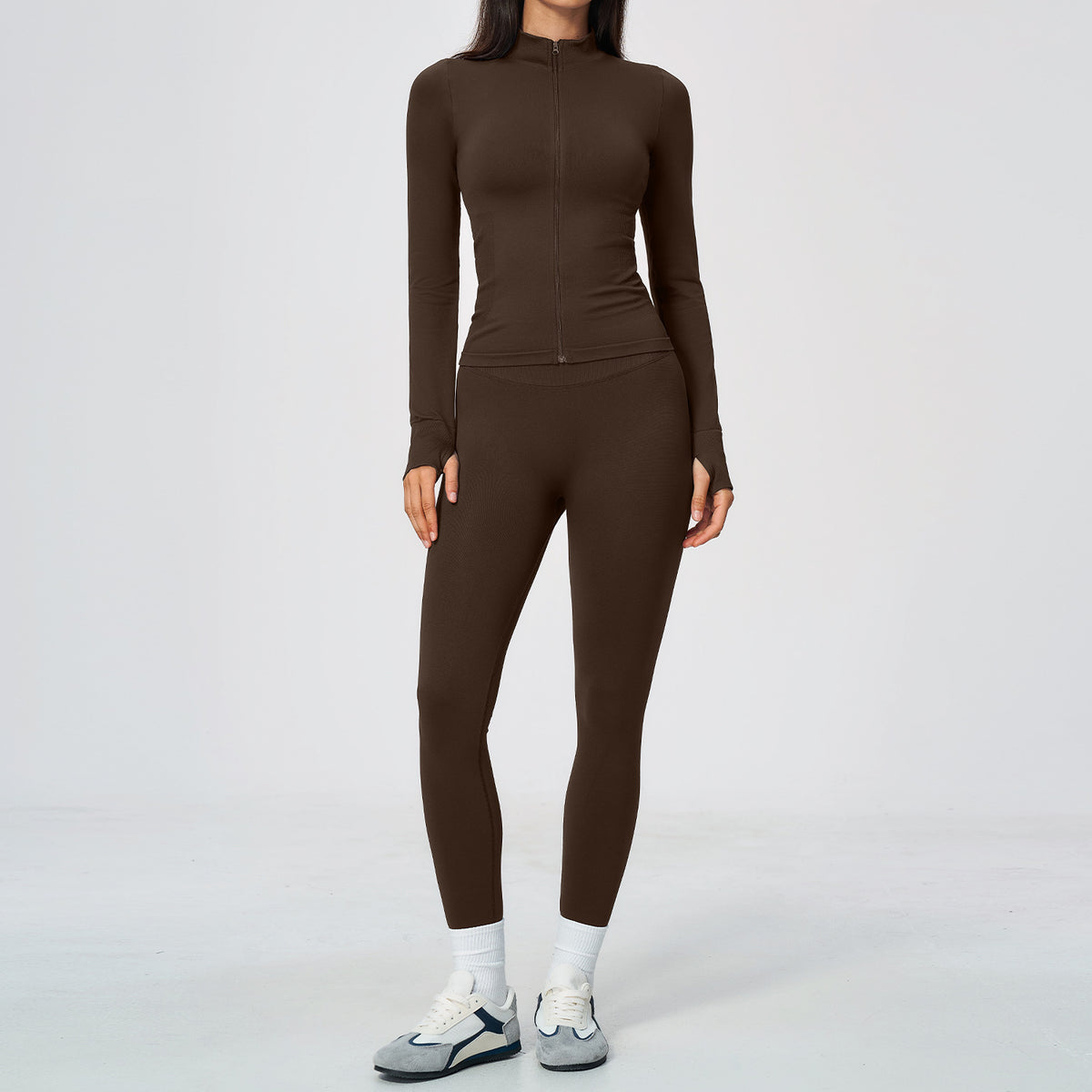 Women's Slim-Fit Stand Collar Yoga Set teemdrop