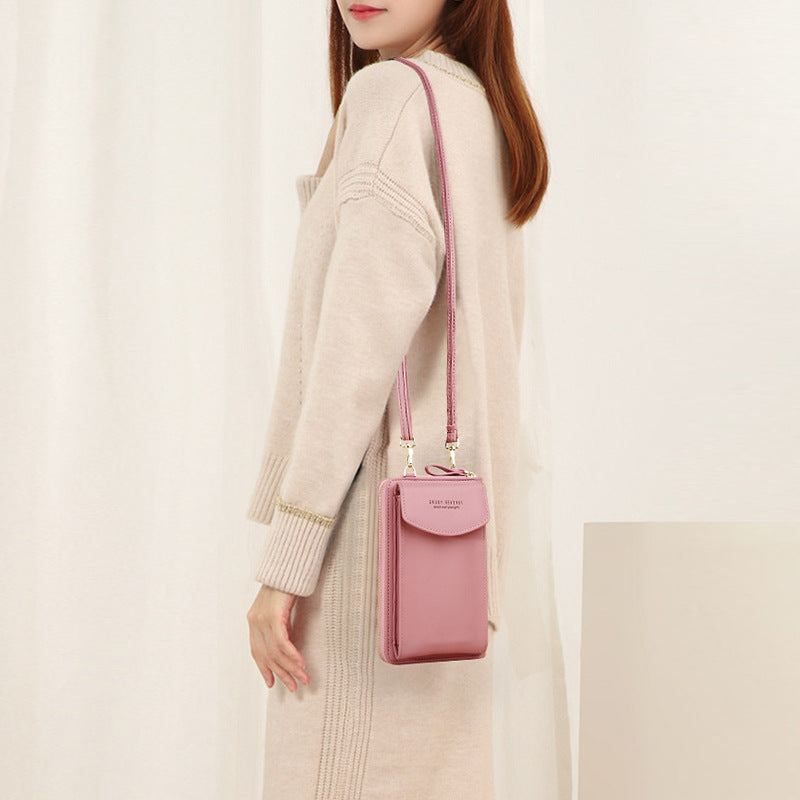 Women PU Leather Vertical Crossbody Bag Zipper Wallet Phone Bag teemdrop