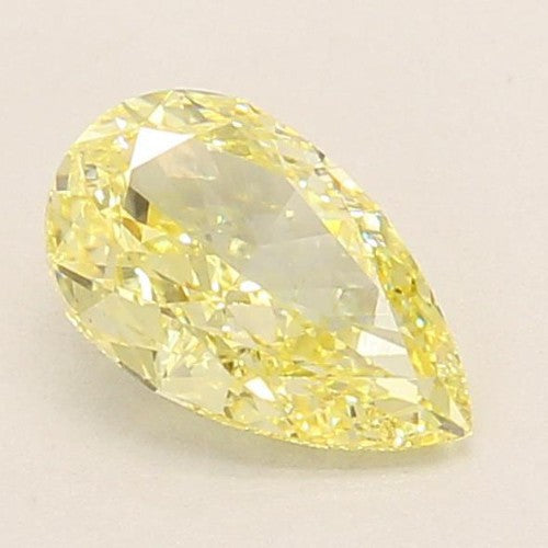Waterdrop-shaped yellow colored diamond, natural diamond