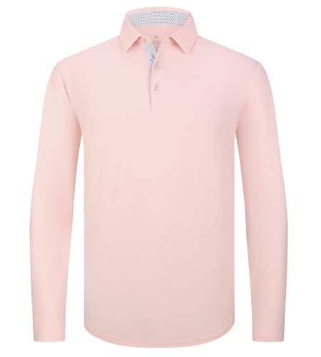 Men's Moisture-Wicking Quick-Dry Solid Long Sleeve Polo Shirt teemdrop