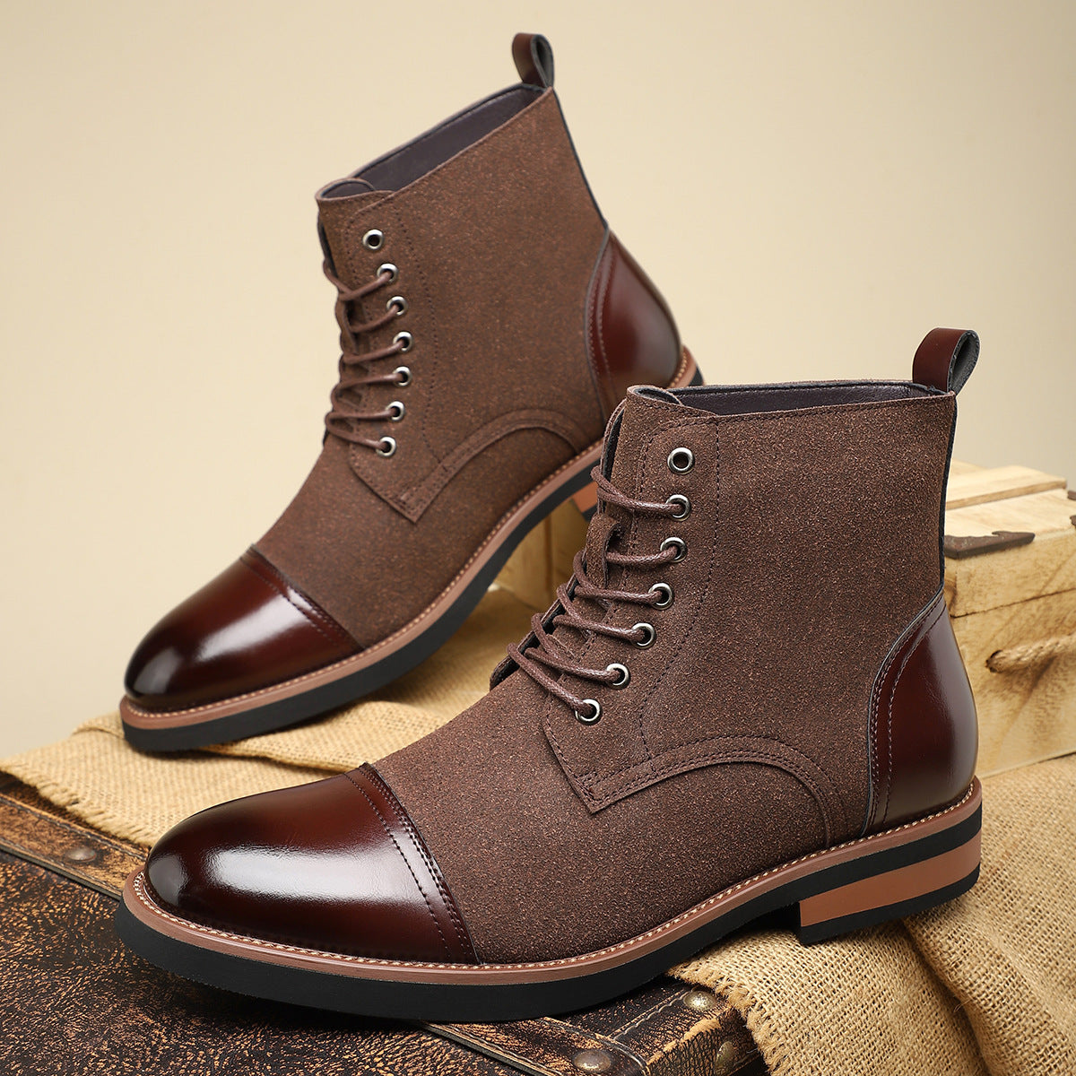 Versatile Casual Men's Leather Toe-Cap Martin Boots 28006 teemdrop