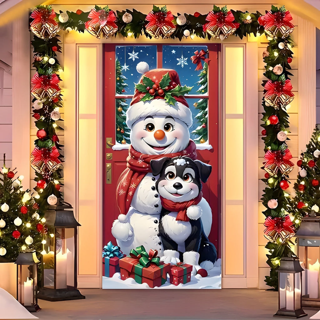 Christmas Santa Claus Polyester Door Cover Decoration 90x180cm teemdrop