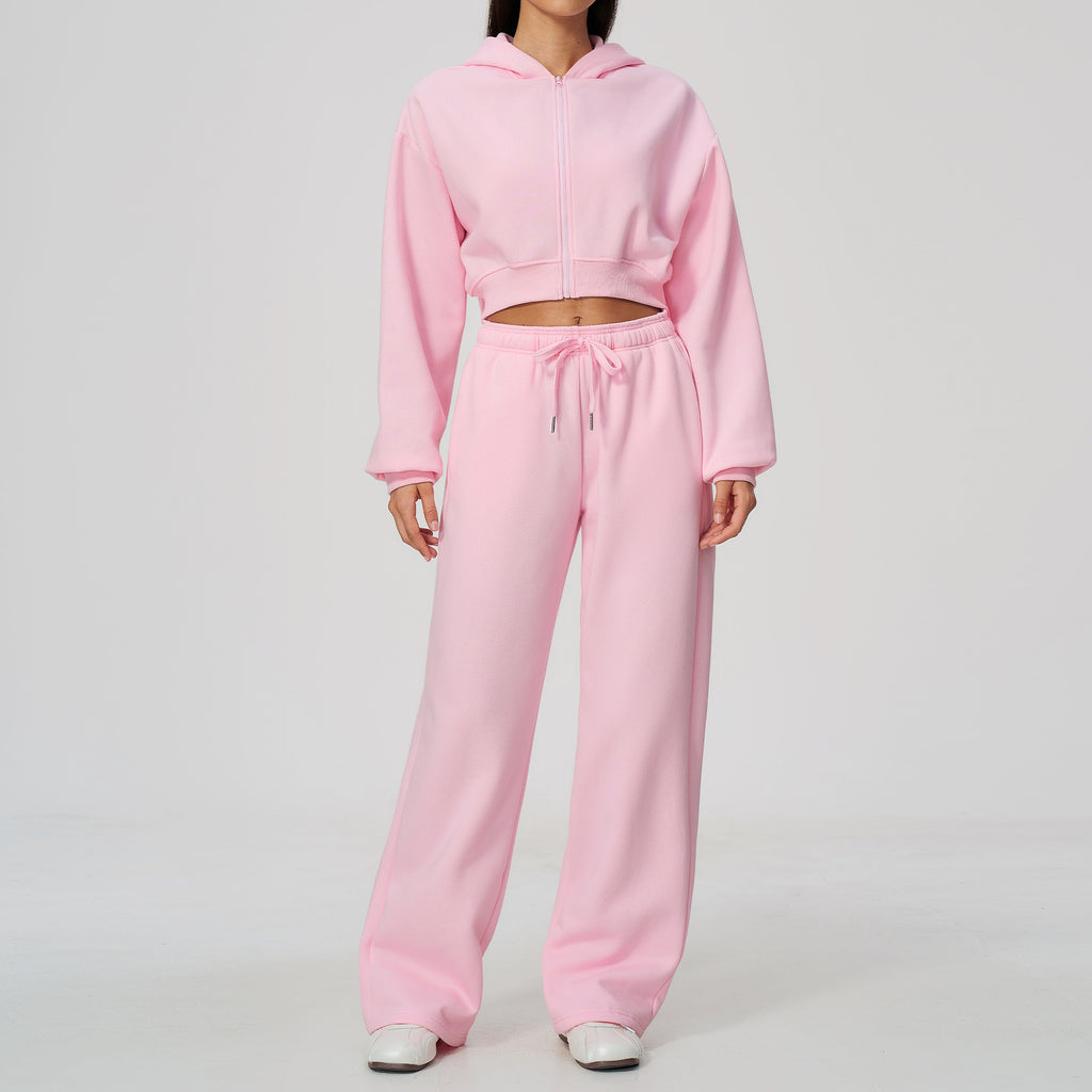 Women's Fleece Lined Zip Up Hoodie and Sweatpants Two Piece Set teemdrop