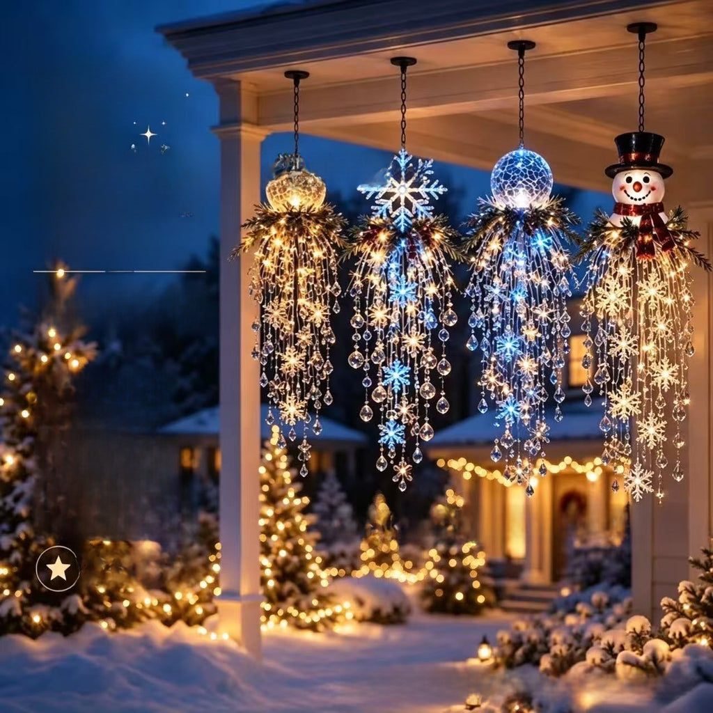 Glow Crystal Waterfall Resin Hanging Christmas Ornament for Holiday Home Decor teemdrop