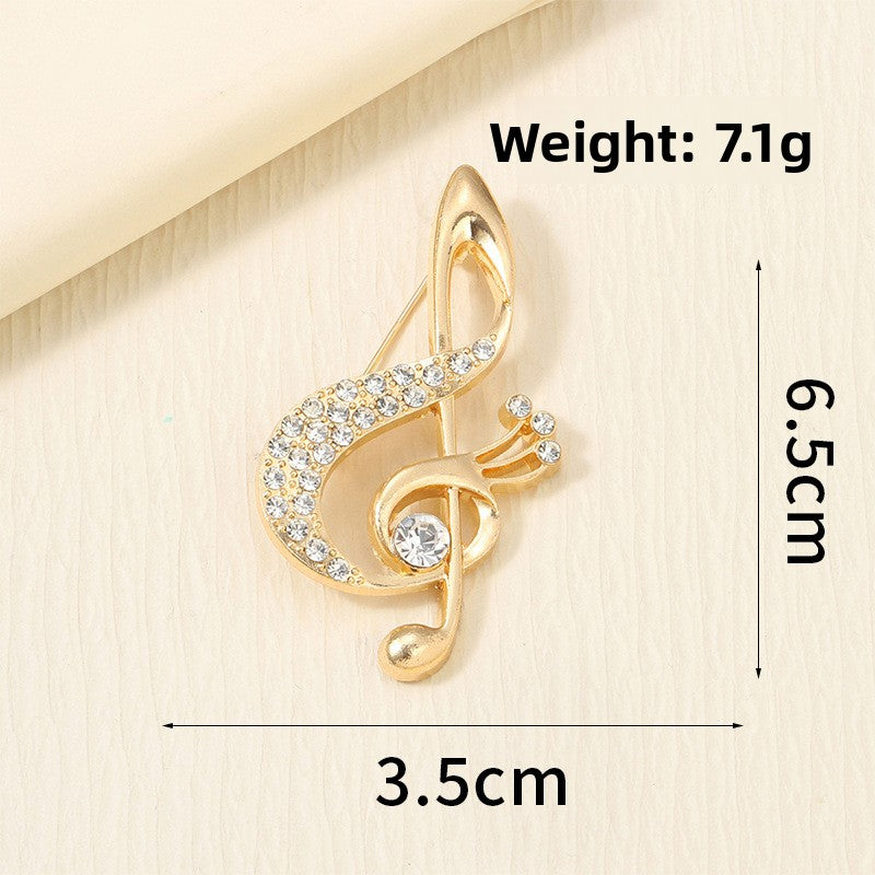 Niche Design Musical Note Brooch Anti-Exposure Light Luxury Zinc Alloy Pin Unisex Fashion Accessory teemdrop