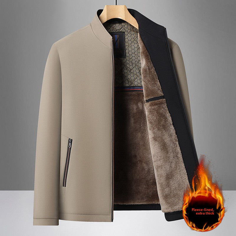 Men's Stand Collar Business Casual Polyester Loose Fit Jacket teemdrop