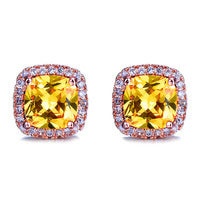 Geometric Full Diamond Zircon Earrings for Women Electroplated Copper Studs