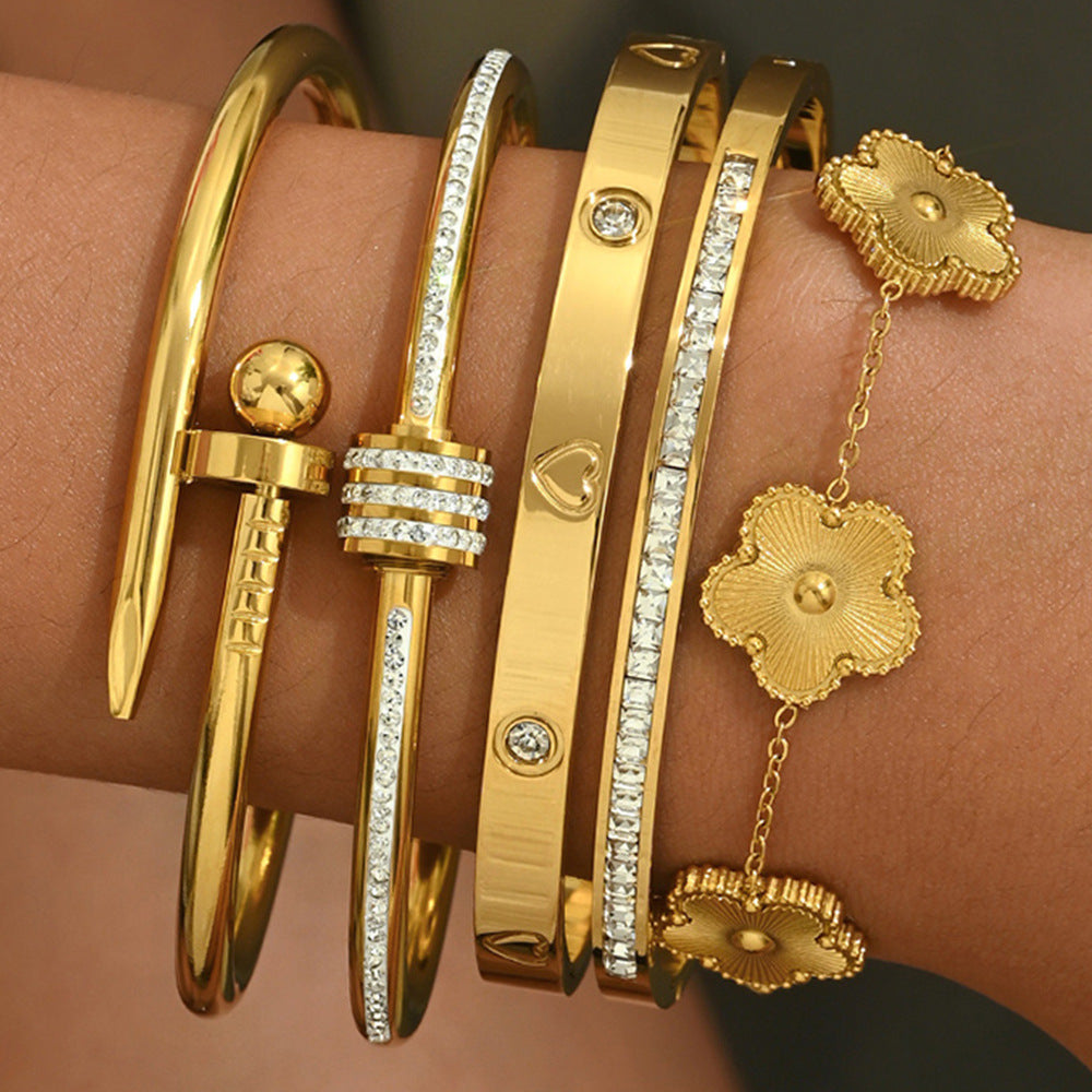 Gold-colored stainless steel bracelet teemdrop