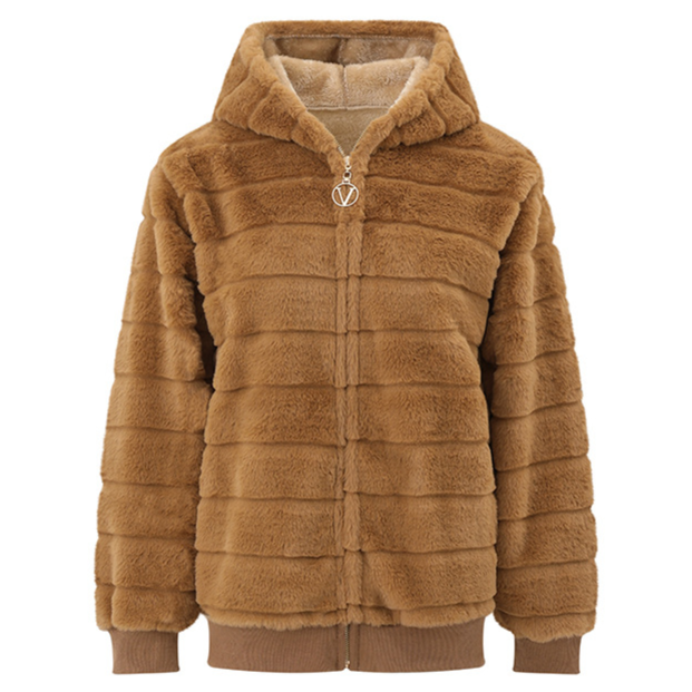 Women's Plush Stand Collar Zip Up Fleece Sweatshirt teemdrop