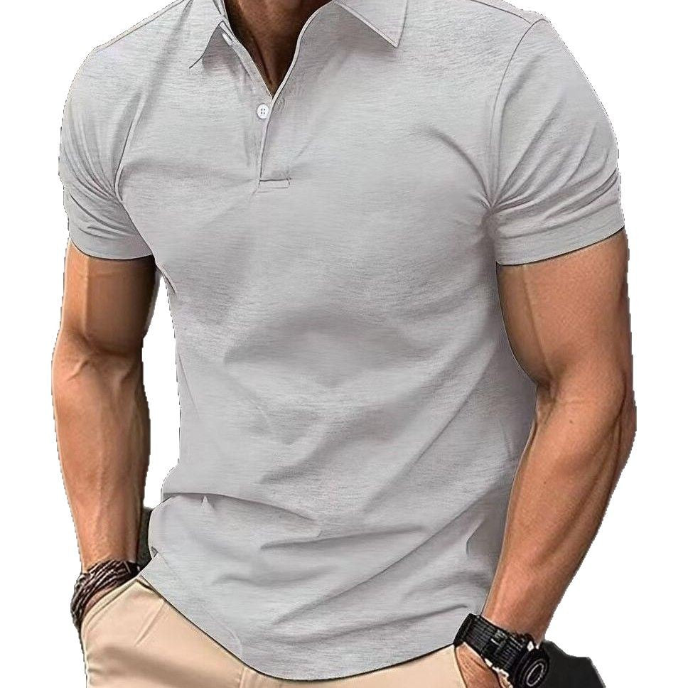 Men's Summer Short-Sleeve Slim-Fit Solid Polo Shirt teemdrop