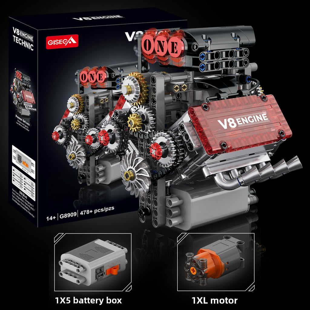 V8 Engine Model Assembly Building Block Toy