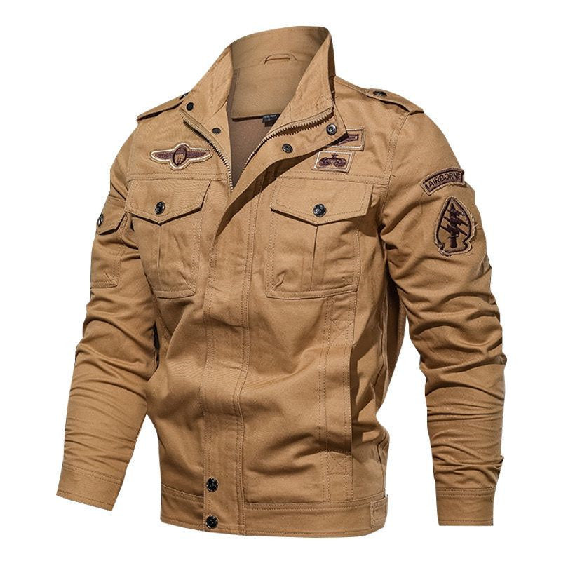 Mens Slim Fit Casual Stand Collar Cotton Jacket With Zipper teemdrop