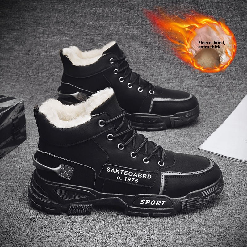 Mens Winter Fleece Lined High Top Martin Boots Casual Warm Lace Up Shoes teemdrop