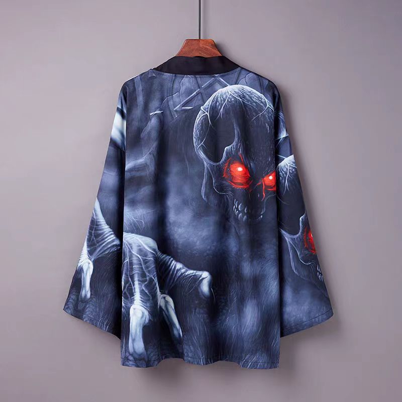 Traditional Print Open Front Cardigan Robe teemdrop