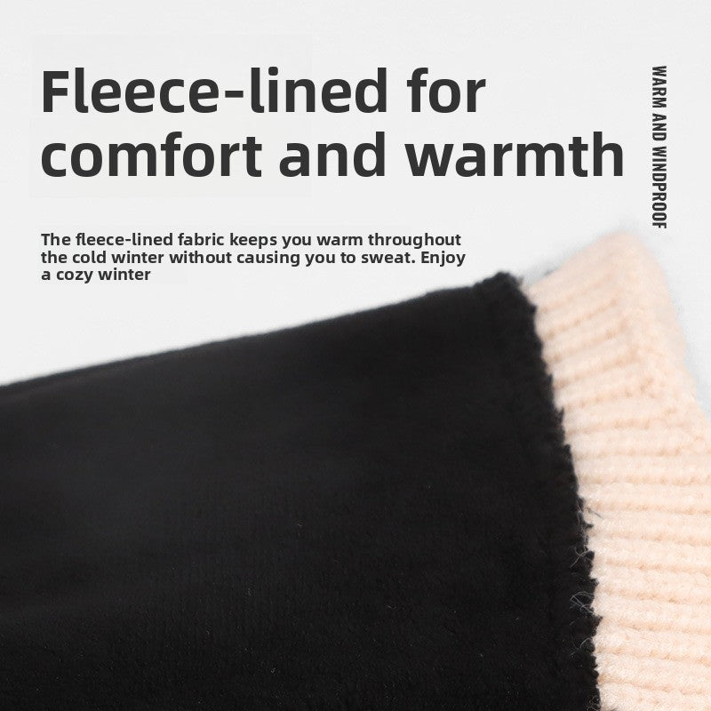 Womens Mens Fleece Lined Windproof Knitted Hat teemdrop