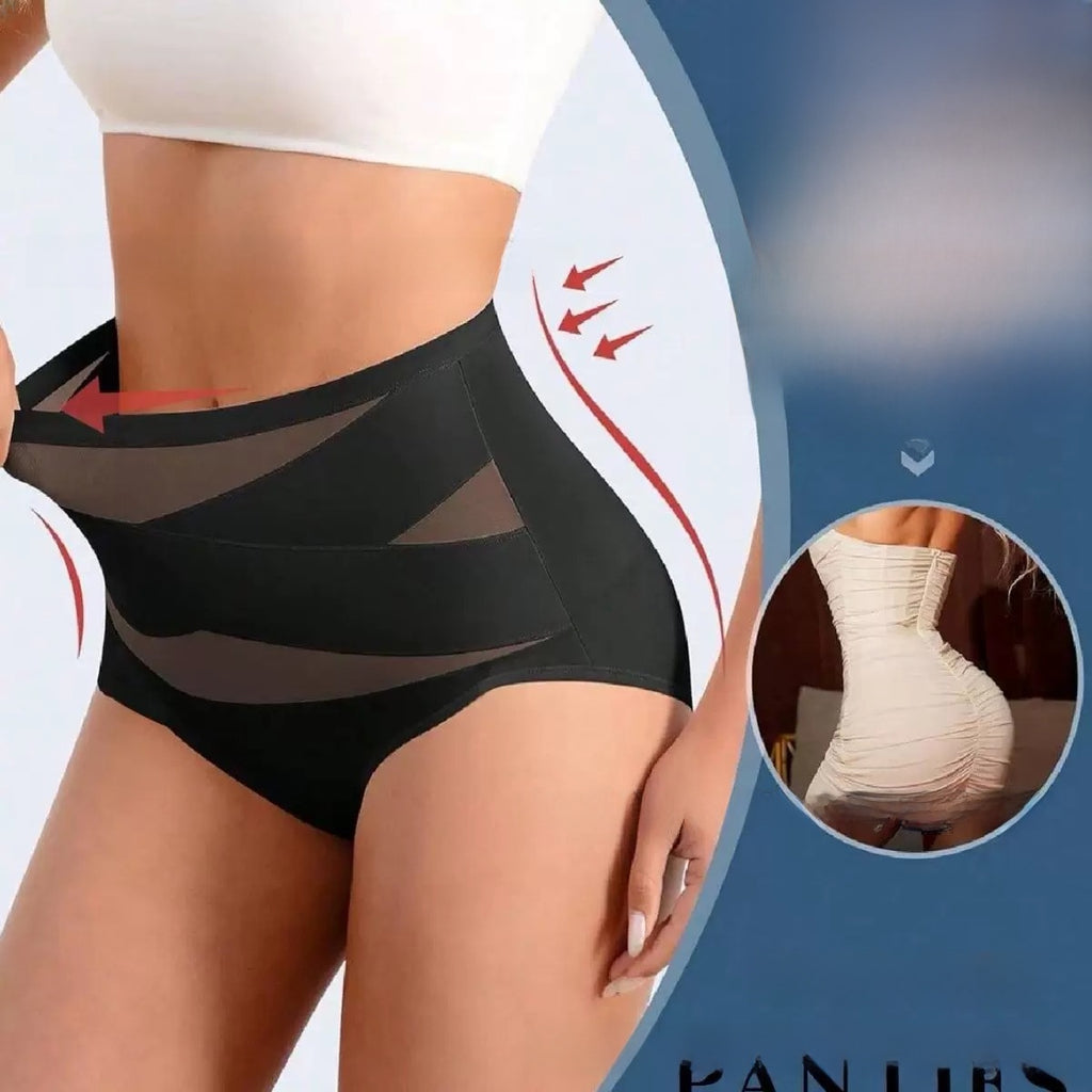 High-Waisted Shaping Briefs with Cross-Tie Tummy Control teemdrop