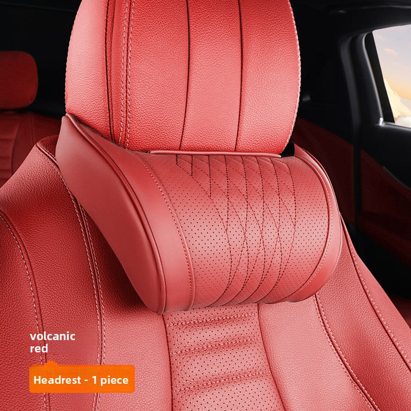 Nappa Leather Memory Foam Car Seat Headrest Neck Pillow Cushion