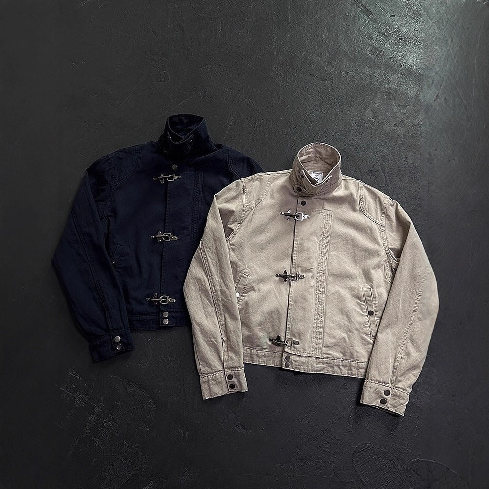 Stand Collar Cotton Canvas Workwear Jacket teemdrop