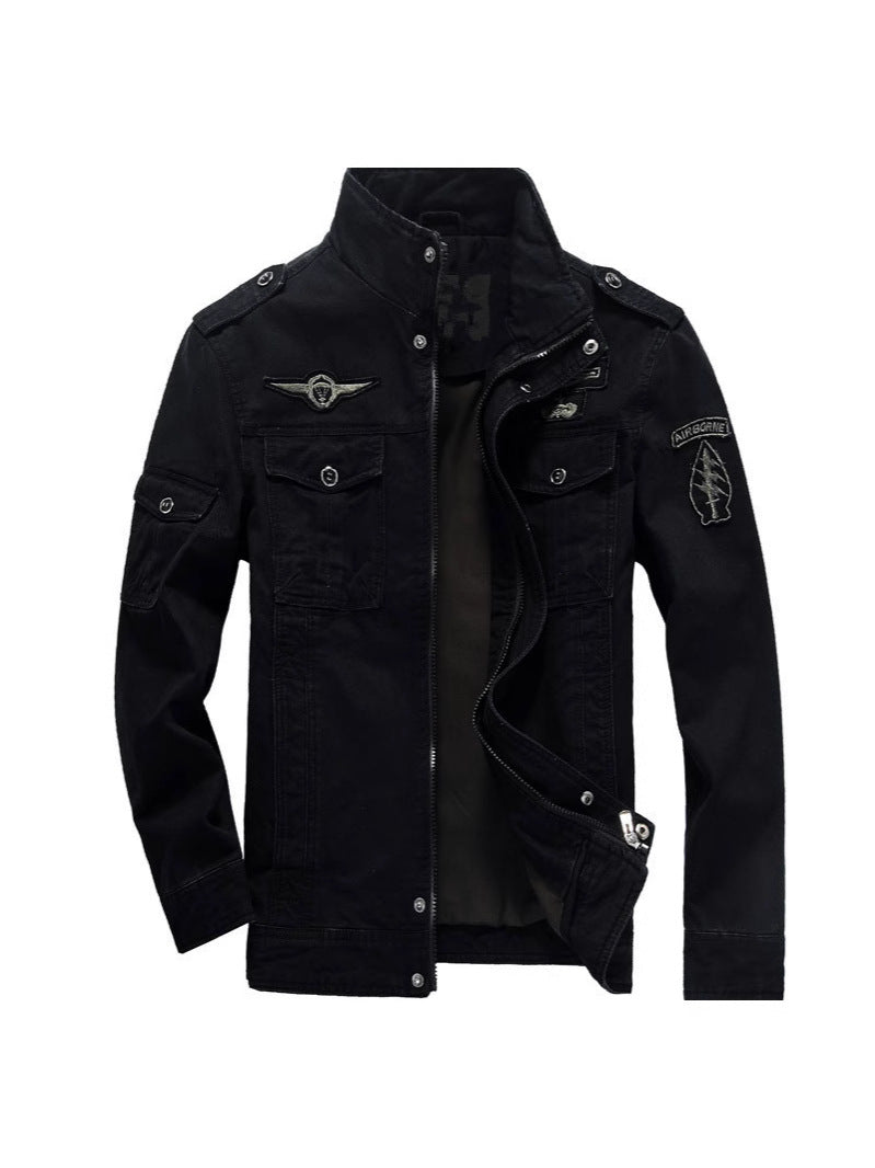 Mens Slim Fit Casual Stand Collar Cotton Jacket With Zipper teemdrop