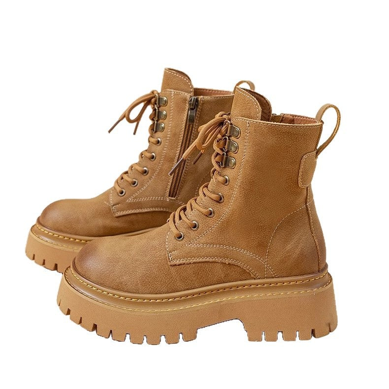 Retro British Style Thick-Sole Mid-Calf Women's Martin Boots teemdrop
