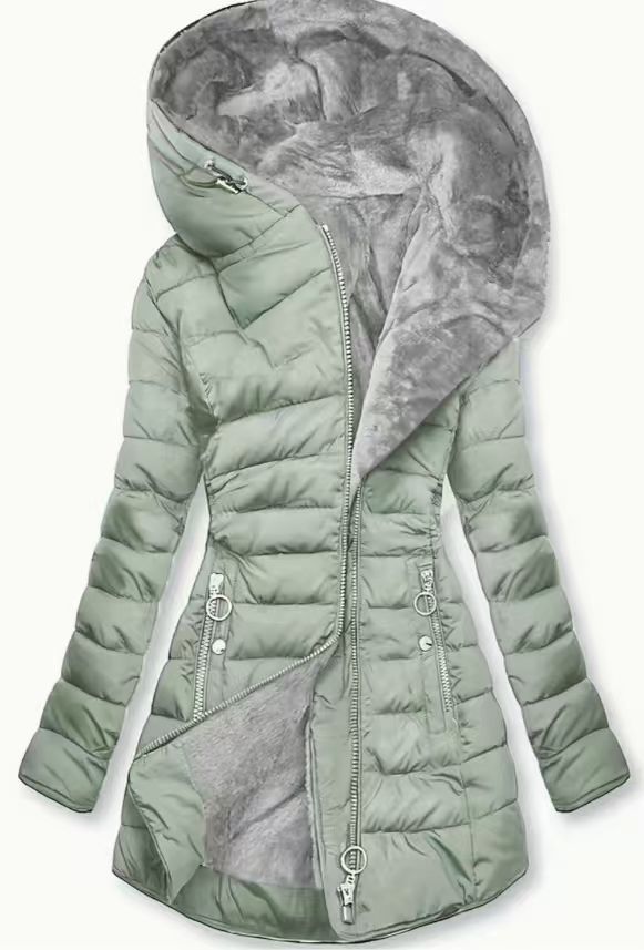 Womens Hooded Mid-Length Cotton Jacket