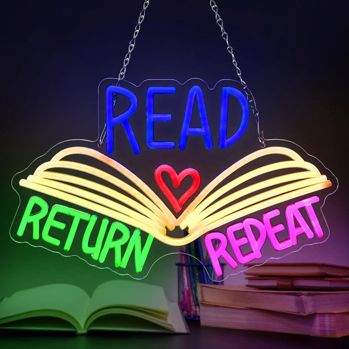 Dimmable LED Reading Neon Sign Wall Decor Light teemdrop