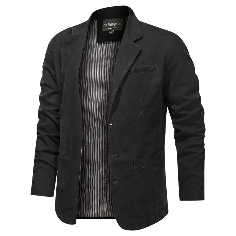 Men's Retro Solid Color Loose Fit Casual Business Jacket teemdrop