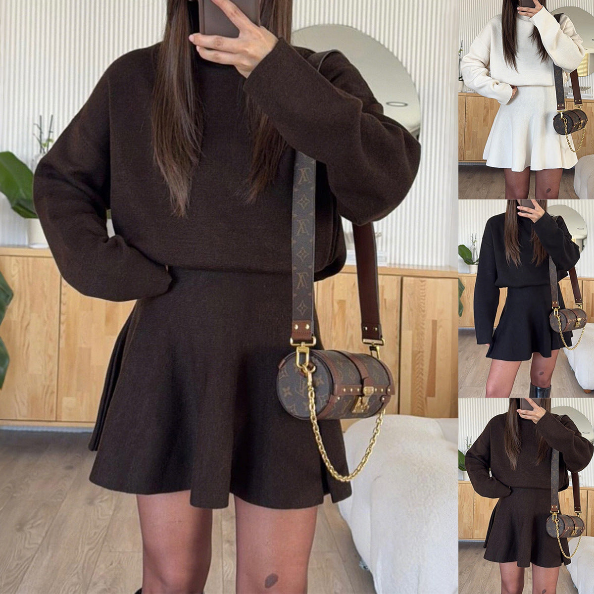 Elegant knitted two-piece sportswear set teemdrop