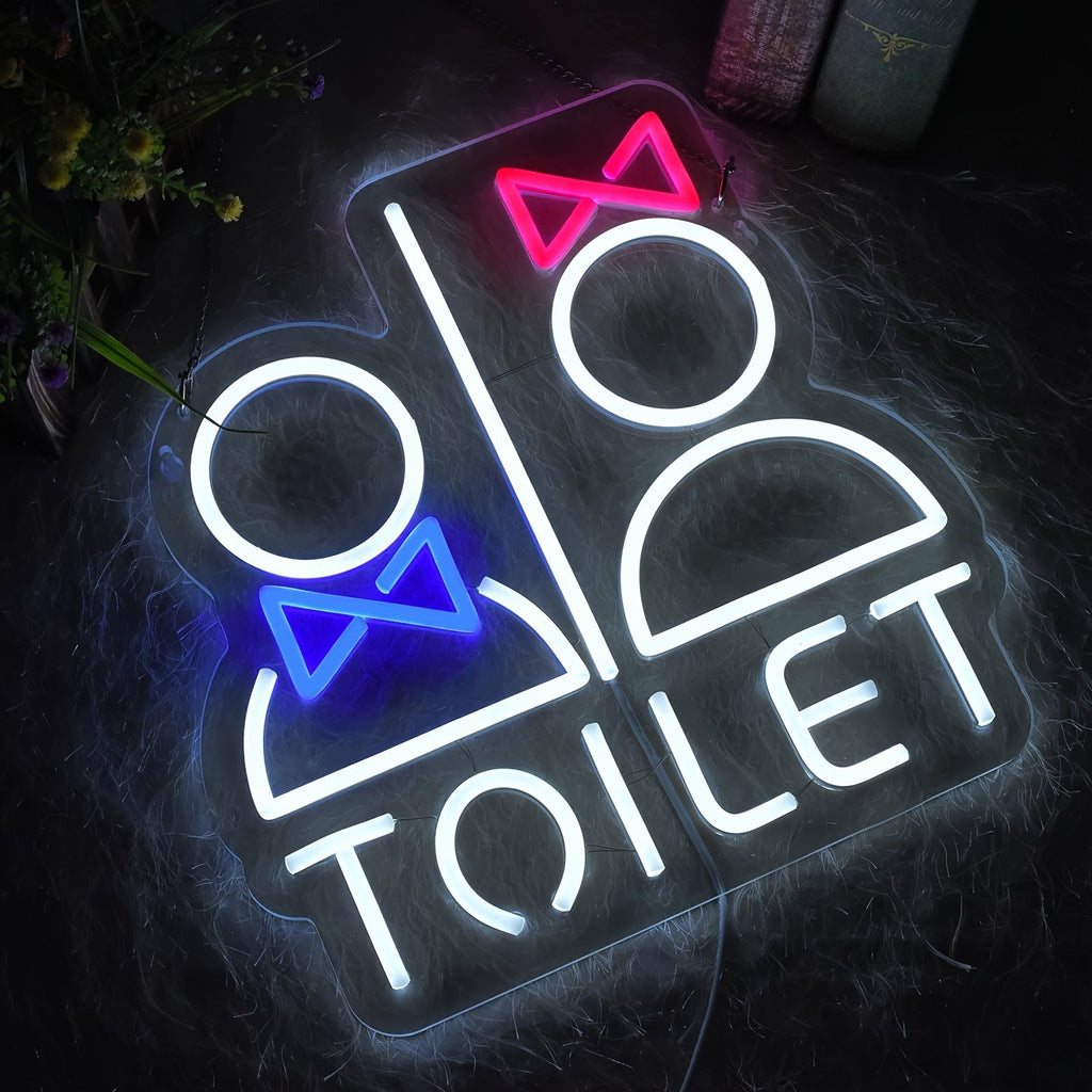 LED neon sign restroom teemdrop