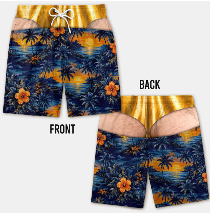 Men's 3D Patriotic Print Loose Beach Shorts