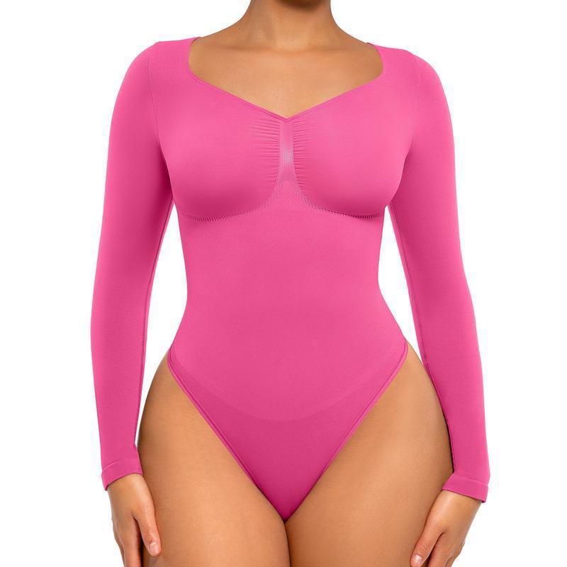 Women's seamless long-sleeved shaping tight-fitting one-piece dress teemdrop