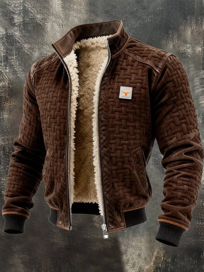 Men's Fleece Lined Hooded Zip Up Jacket Windproof Warm Winter Coat