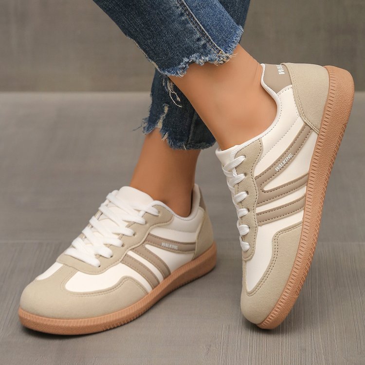 Women Retro Color-Blocking Lace-Up Training Shoes teemdrop