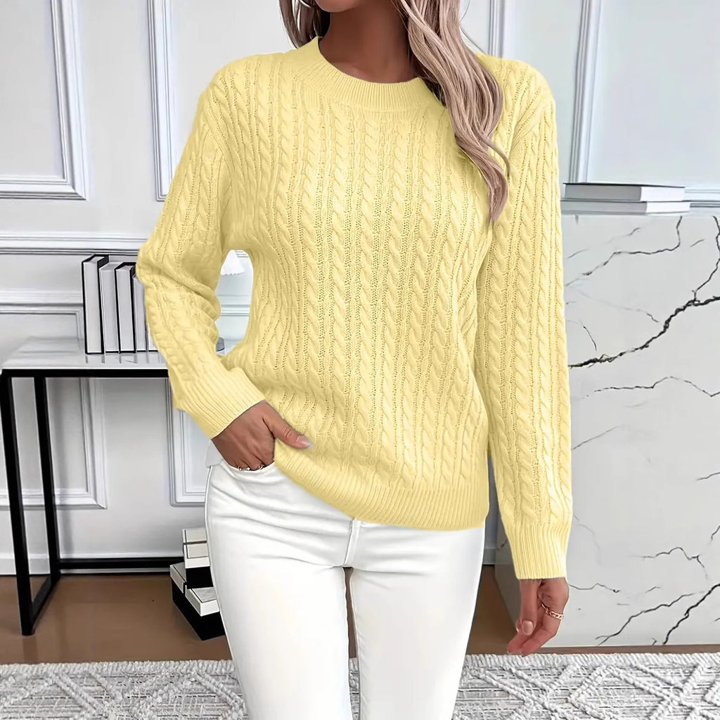 Crew-neck cable-knit sweater teemdrop