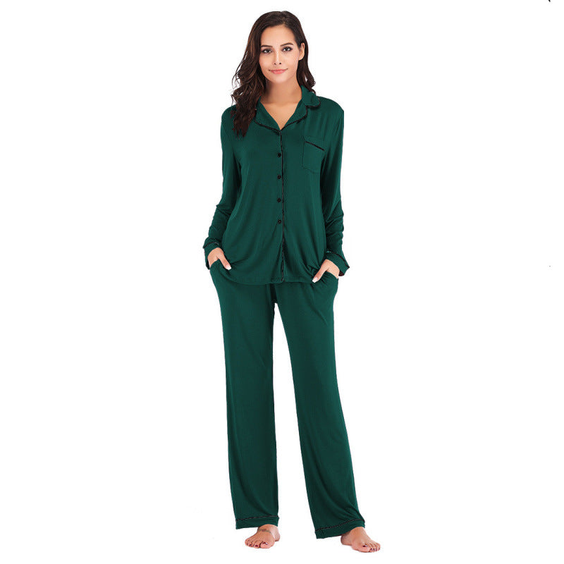Women's cardigan long-sleeved long pants set pajamas teemdrop