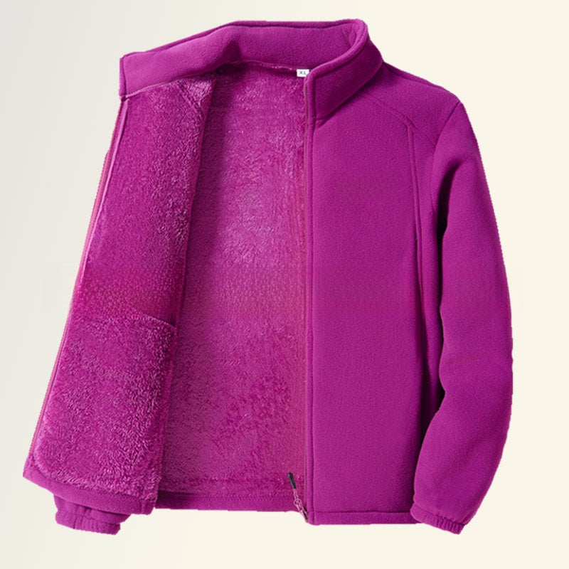 Women Thickened Fleece Stand Collar Zipper Sweatshirt