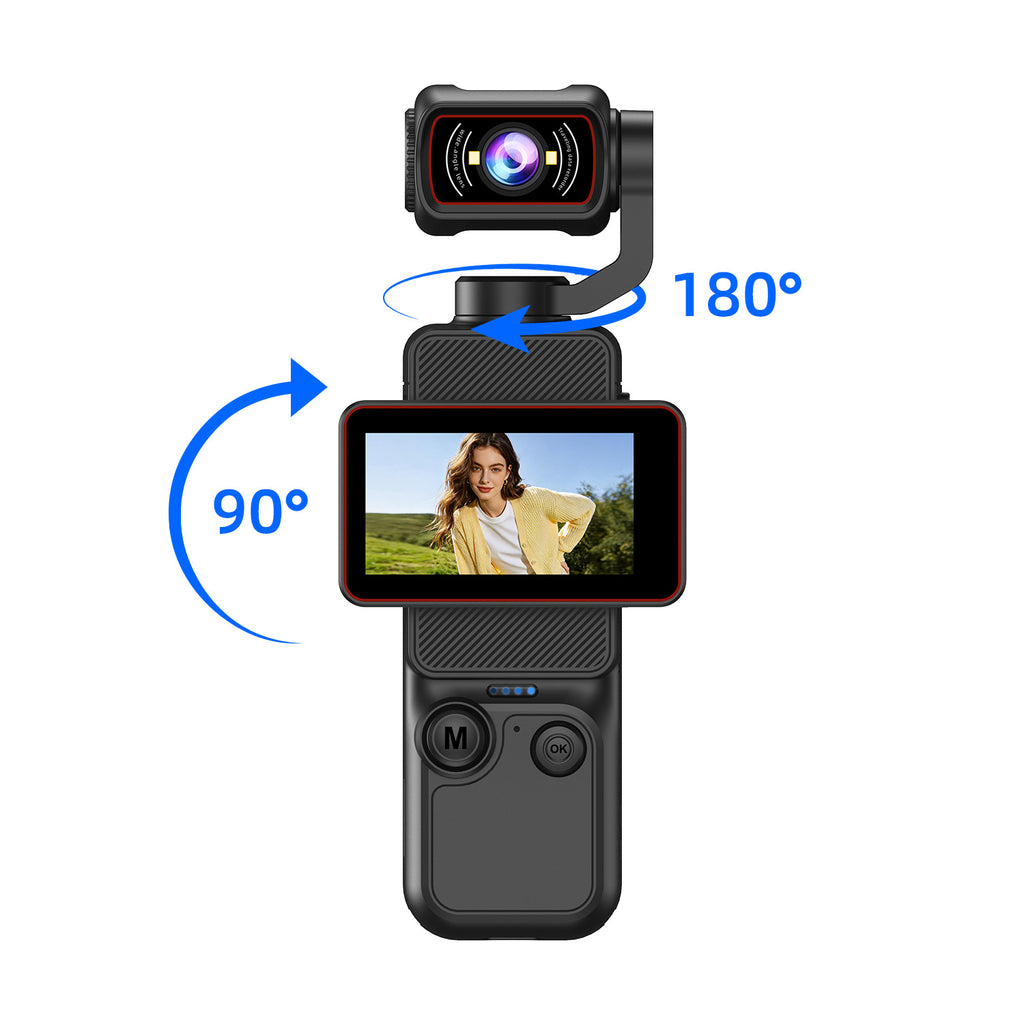 Pocket Action Camera with Rotating Screen WiFi 2.0 LCD Dual Anti-Shake Handheld Recorder teemdrop