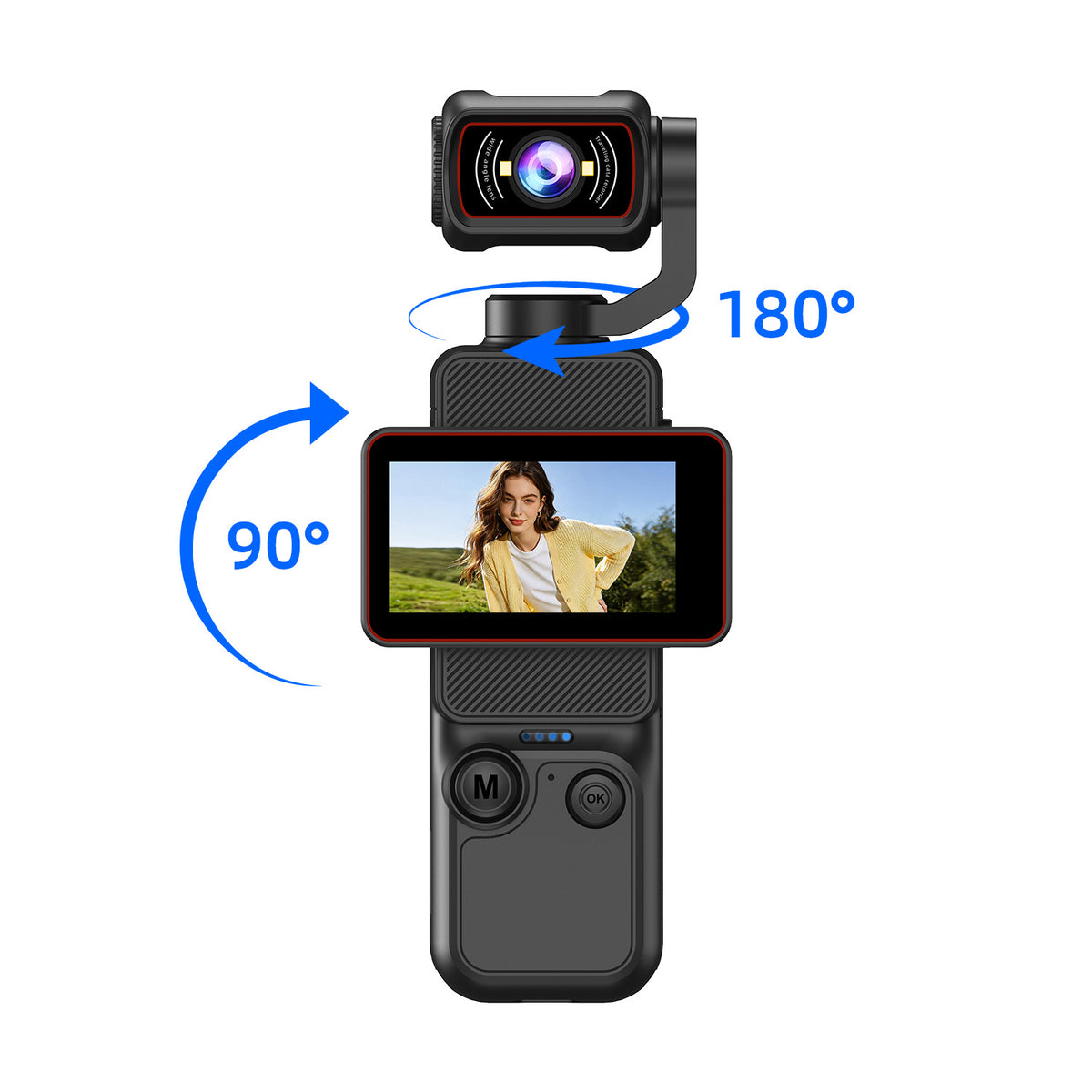 Pocket Action Camera with Rotating Screen WiFi 2.0 LCD Dual Anti-Shake Handheld Recorder teemdrop