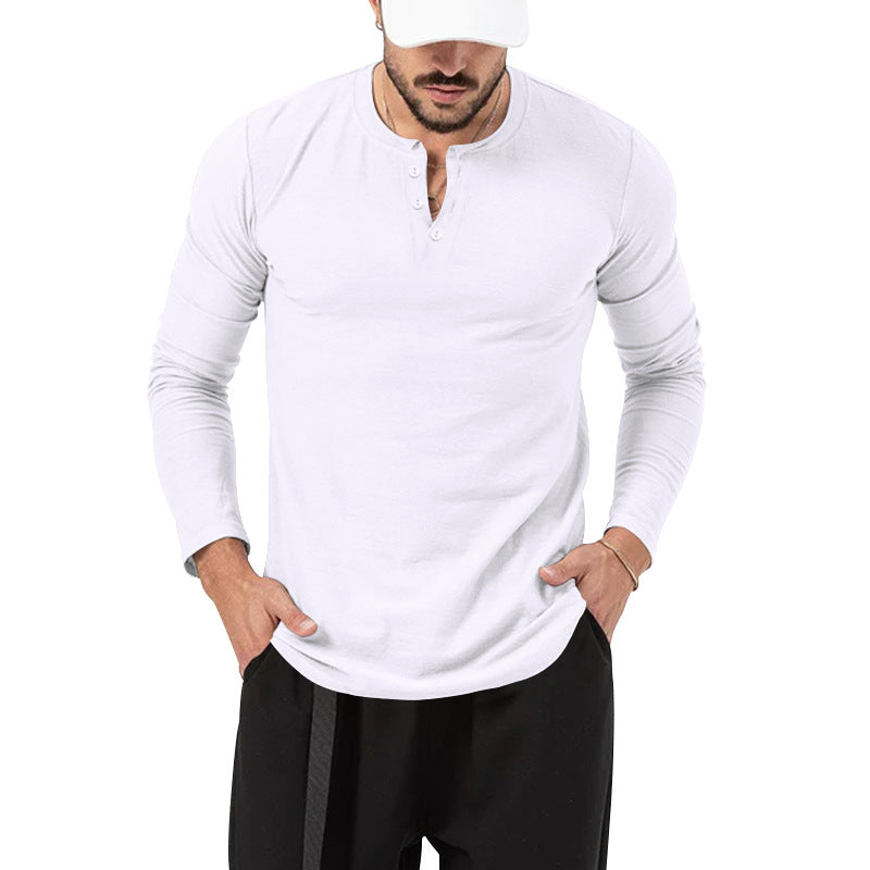 Men's Long Sleeve Solid Crew Neck T-Shirt
