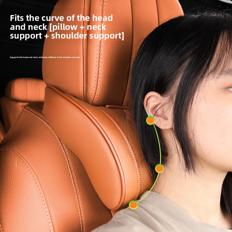 Nappa Leather Memory Foam Car Seat Headrest Neck Pillow Cushion
