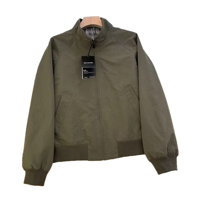 Men's Stand Collar Zip-Up Jacket Long Sleeve Loose Casual Coat teemdrop