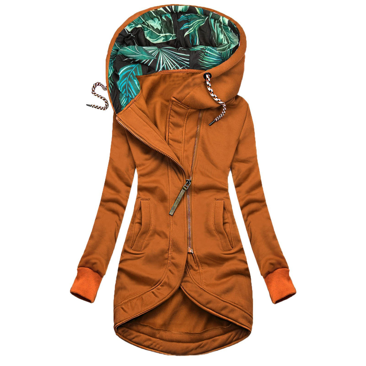 Solid-color fashionable hoodie with zipper